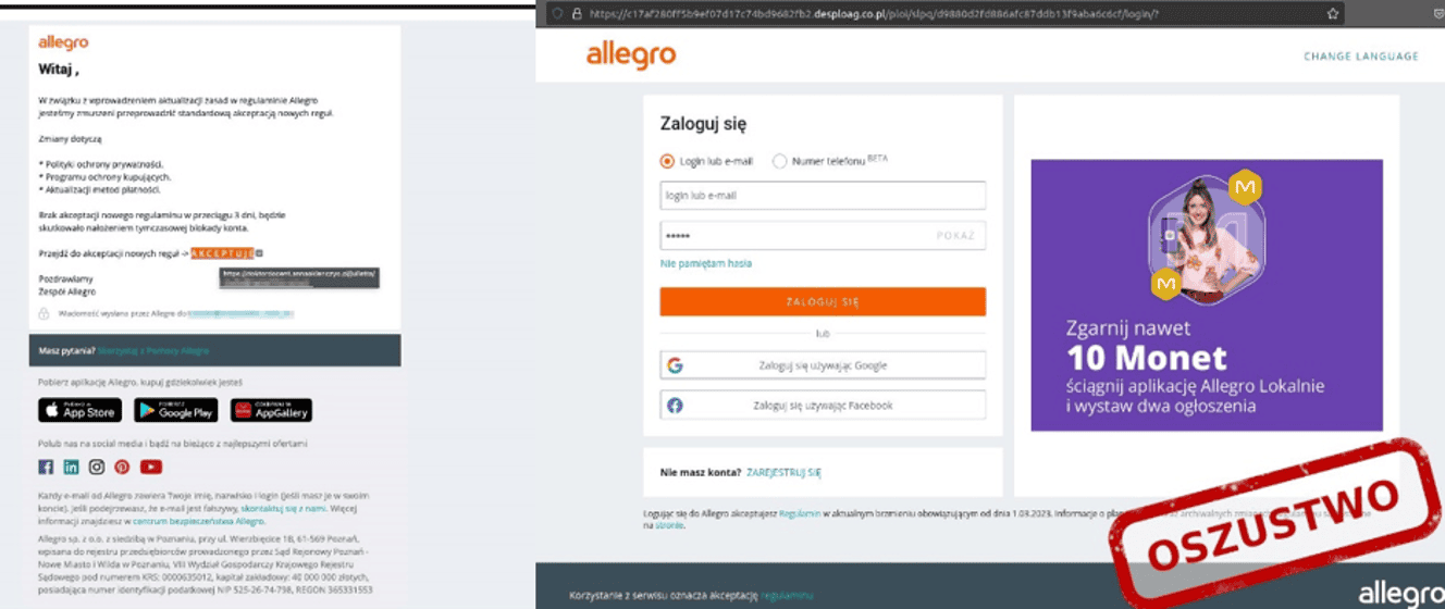 Pułapka zakupów online, ryzyko podróbek Allegro, oszustwo e-papieros, symbol zagrożenia zakupów internetowych - UWAGA! CSIRT NASK ostrzega! Oszuści nadal podszywają się pod ...