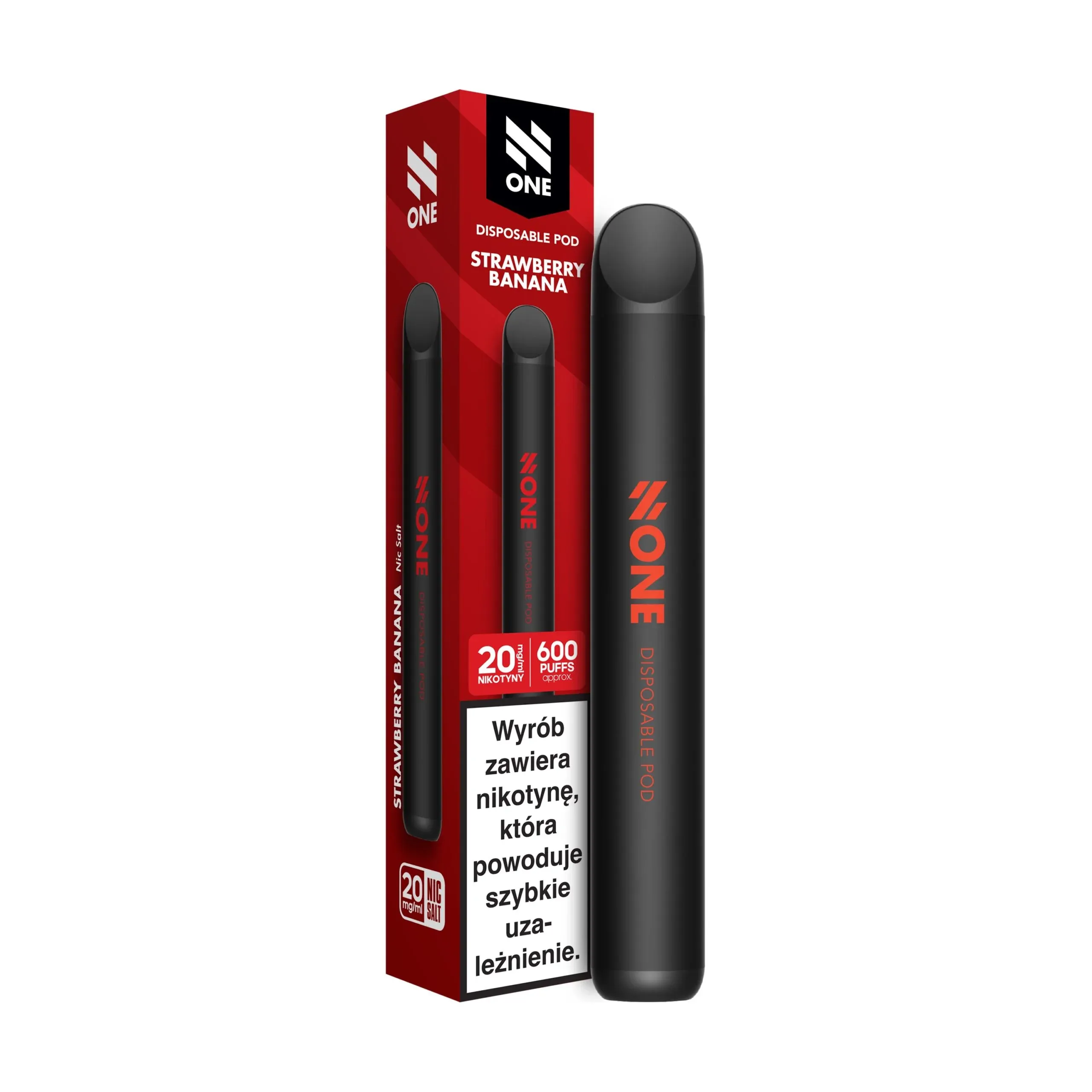 jednorazowy vape nowoczesny, początek wapowania, e-papieros prostota - E-Papieros jednorazowy N-one 600 puffs 20mg - STRAWBERRY BANANA ...