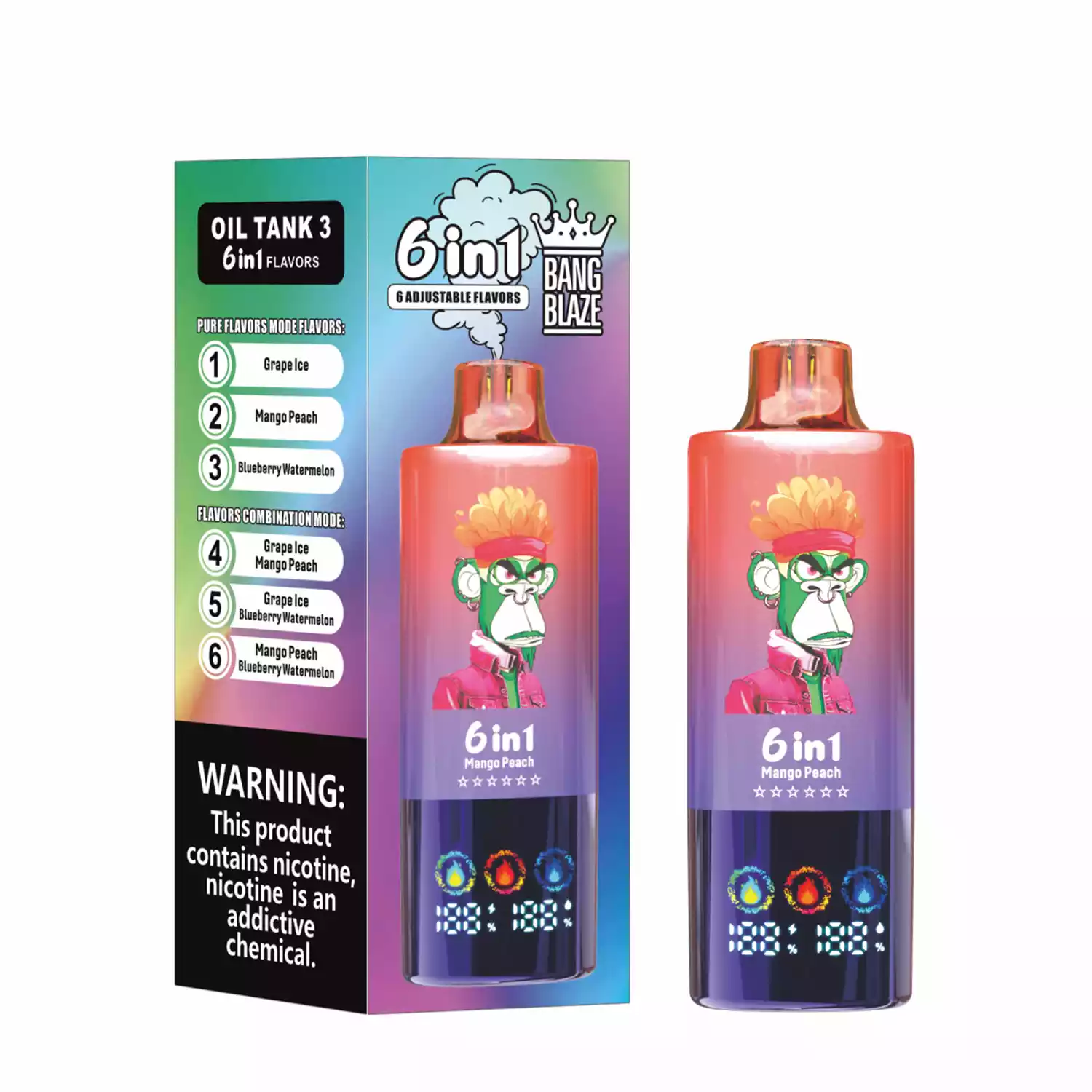 Bang Blaze przełącznik smaków, detale vape switch, zmiana smaku e-papierosa - BANG BLAZE 100K Puffs 6 Smaków DSK055 Ekran Niski Nikotyna Zakup ...