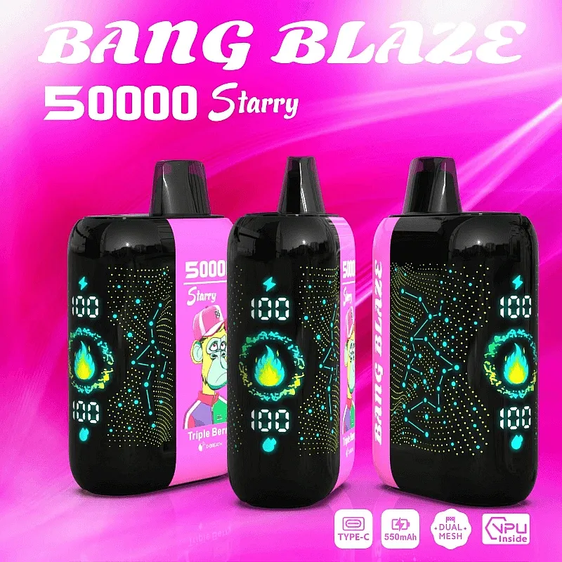 Bang Blaze wyświetlacz, nowoczesny design vape, e-papieros z ekranem LCD - Bang Blaze 50000 50K Puffs Starry Screen Jednorazowy Vape Podwójna ...