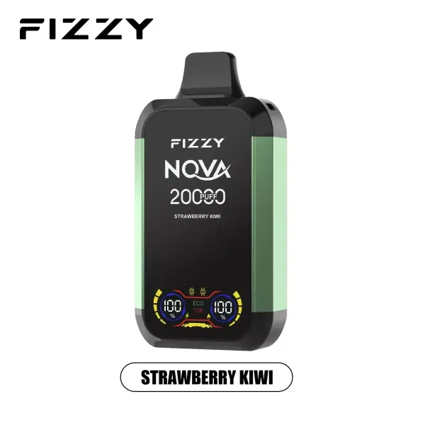 jednorazowy vape Fizzy, osoba wapująca, nowoczesny e-papieros z owocami, zadowolony użytkownik vape - FIZZY Nova 20000 Puffs Dual Mesh 2% 5% Niska zawartość nikotyny ...