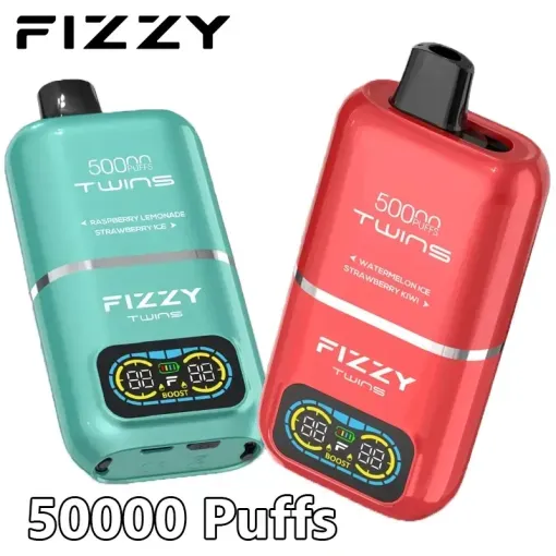 Fizzy 50k wyświetlacz HD, ekran e-papierosa, wskaźnik baterii vape, poziom liquidu na ekranie, nowoczesny vape z wyświetlaczem - Fizzy Twins 50000 Puffs Dual Flavor Tank Jednorazowe Vape - VapeXYZ