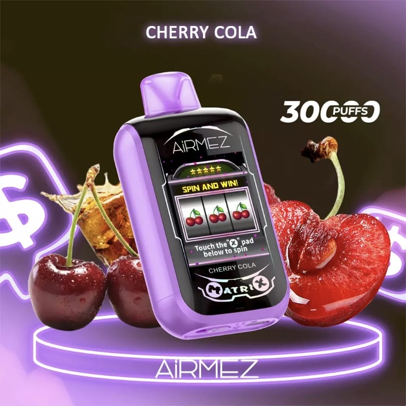 Cherry Cola vape, Airmez Matrix Pro smak wiśniowa cola, e-papieros o smaku coli, wiśnie i cola, retro vape smak - Airmez Matrix Pro 30000 Puffs – Cherry Cola - Buy Vaporizers ...