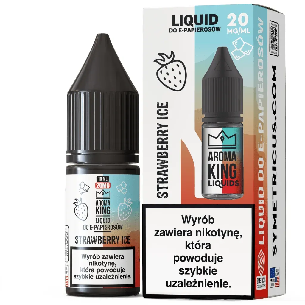 Strawberry Ice vape, truskawkowy liquid z lodem, e-papieros smak truskawka lód, mrożone truskawki - Aroma King Liquid 10ml 20mg Strawberry ice