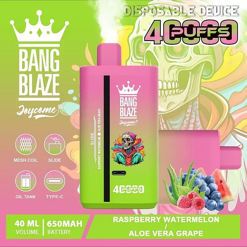 Porównanie vape Bang Blaze vs Fizzy Twins, infografika jednorazowe e-papierosy, tabela specyfikacji vape - Bang Blaze 40K 40000 Puffs | podwójny smak, 40 ml, 32 smaki ...