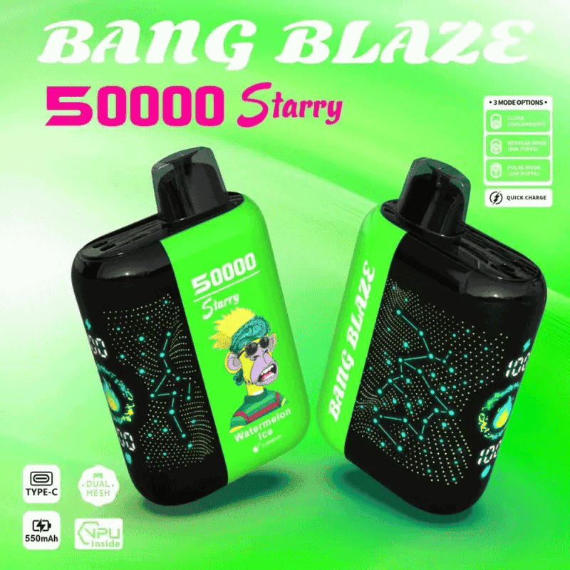 Bang Blaze ładowanie USB-C, vape ładowalny, e-papieros podłączony do ładowarki - Bang Blaze 50000 Züge Dual-Modus | Starry Display | Type-C