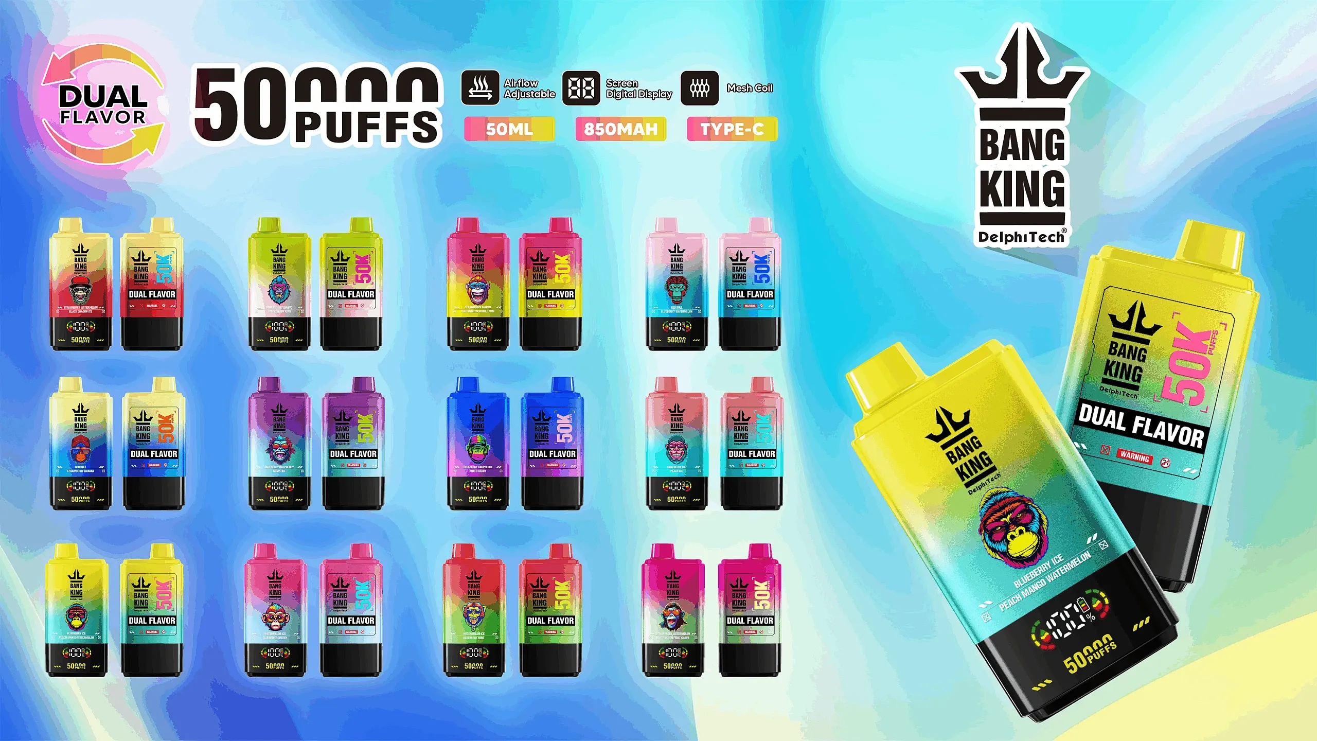 ikony smaków vape, przełącznik dual flavor, różnorodność aromatów e-papierosa - BangKing 50K Dual Flavor Jednorazowy E-Papieros: Dlaczego ...