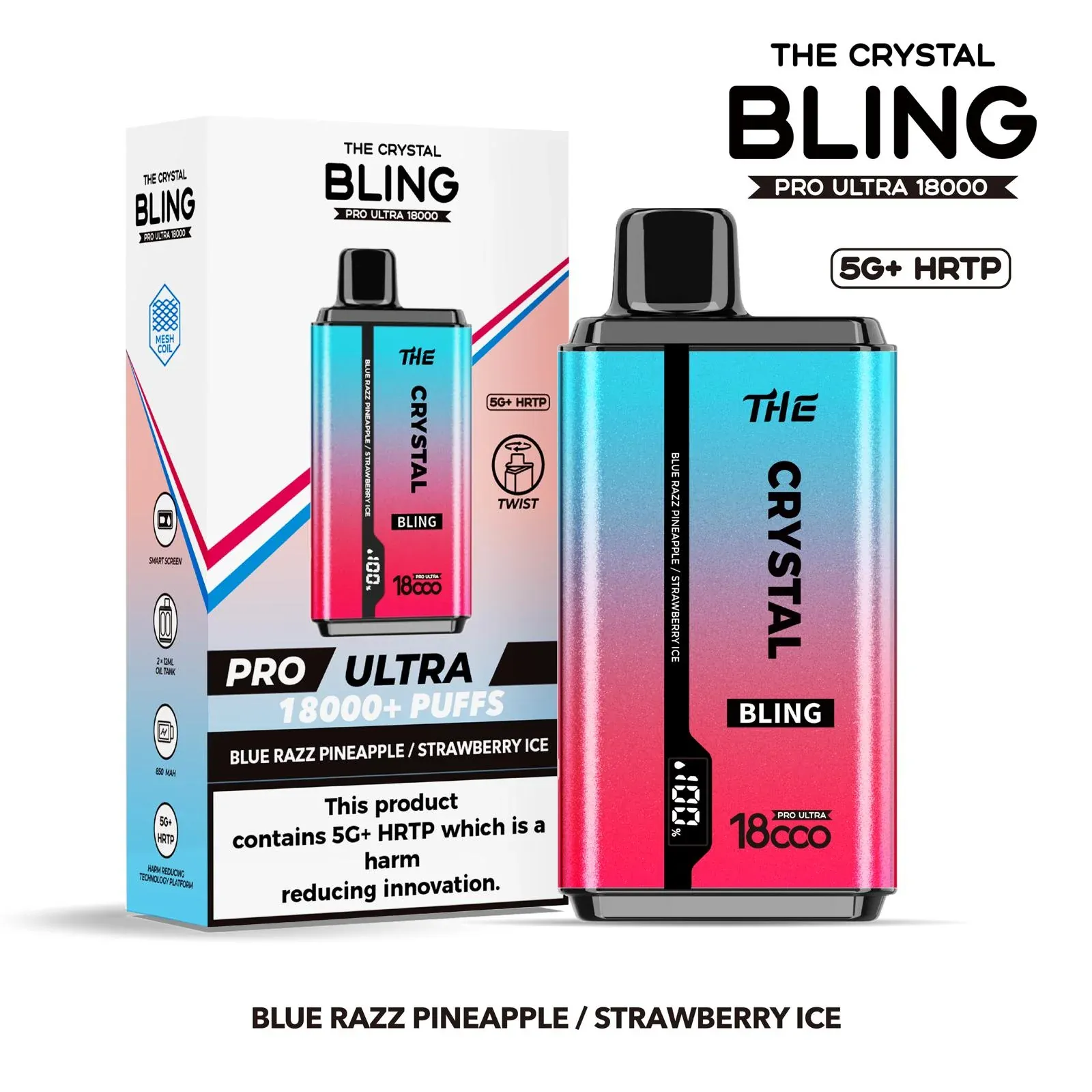 Crystal Bling Pro Ultra w dłoni, przezroczysty vape, e-papieros imitujący kryształ, jakość wykonania vape - The Crystal Bling Pro Ultra 18000 Disposable Vape