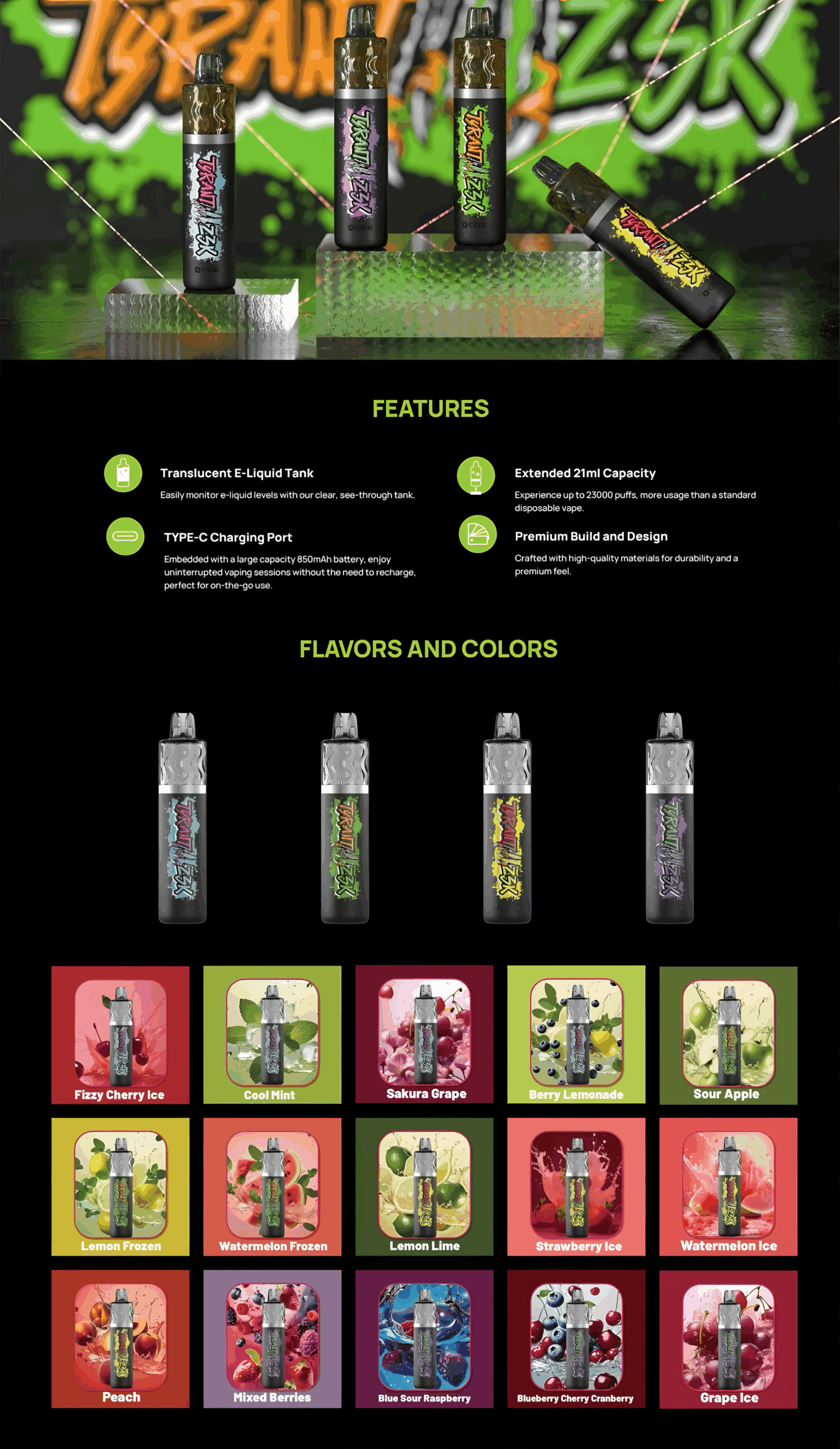 Xcor Tyrant w dłoni, solidny design vape, męski wygląd e-papierosa, ergonomiczny jednorazowy vape - Xcor Tyrant 23000 puffs - Strefa Jednorazówek
