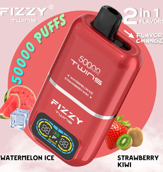 Fizzy Twins 50000 Puffs jednorazowy vape, e-papieros podwójny smak, urządzenie vape z dwoma ustnikami, Fizzy Twins wygląd - Fizzy Twins 50000 50k Puffs 2% 5% Nikotynowy podwójny smak ...