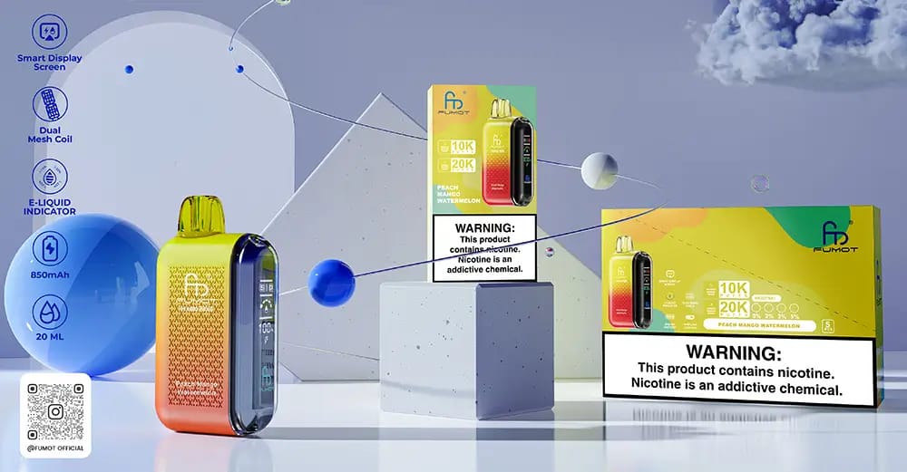 Fumot Tornado 20000 ergonomia, vape w dłoni, codzienne użytkowanie e-papierosa, solidny design vape, wygoda vapowania - Fumot Tornado 20000 Puffs Dual Mesh Dostosabilne Vape, wysokiej ...