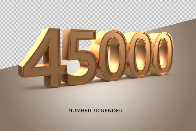 45000 - 3d gold number 45000 | Premium PSD