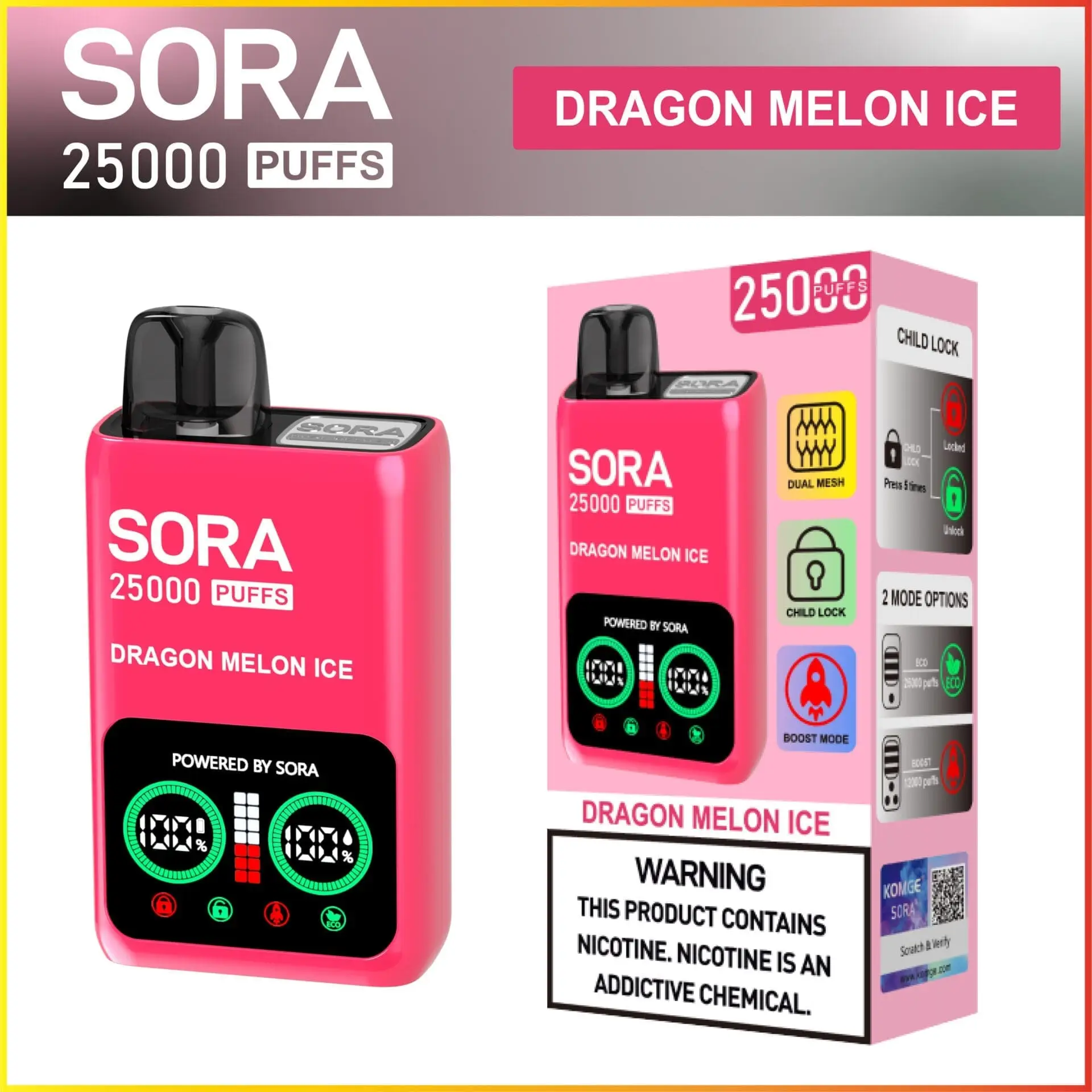 jednorazowy vape dwa smaki, mechanizm przełączania smaków, technologia dual flavors e-papieros, przekrój vape dual flavor - SORA 25K Dual Mesh 25000 Puffs | 5% nikotyna, vape jednorazowe ...