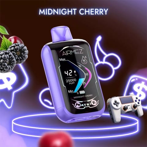 Airmez Matrix Pro design, elegancki vape jednorazowy, nowoczesny e-papieros wygląd, obudowa Airmez Matrix - AiRMEZ Matrix Jednorazowy e-papieros 25000 buchów o smaku Midnight ...