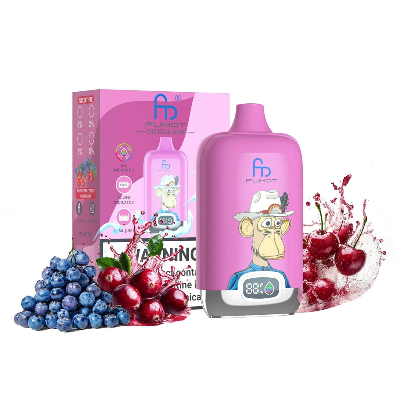 Blueberry Cherry Cranberry vape, jagoda wiśnia żurawina e-liquid, owocowe trio smaków vape, czerwone wiśnie, niebieskie jagody, kwaśne żurawiny - Blueberry Cherry Cranberry RandM Digital Box 12000 Puffs - Stars Vape