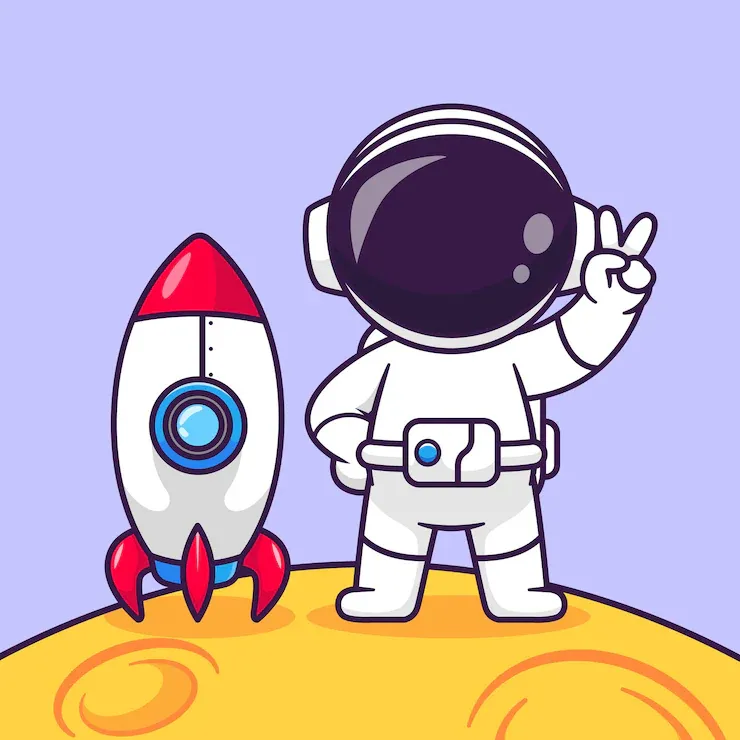 cute astronaut peace moon with