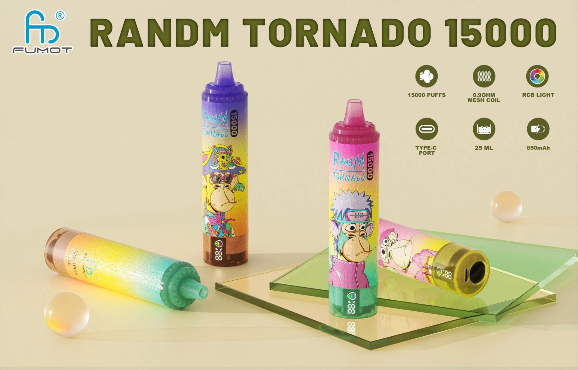 RandM Tornado 15000 wyświetlacz LED, ekranik vape, wskaźnik baterii vape, poziom liquidu vape, informacje na wyświetlaczu vape - RandM Tornado 15000 Puffs Jednorazowy Vape z wyświetlaczem LED do ...