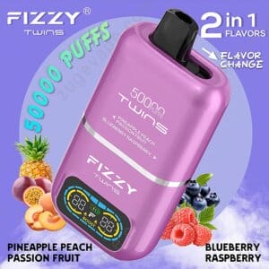 Fizzy Twins 50000 puffs produkt, elegancki design vape, zdjęcie jednorazowego e-papierosa, ergonomiczny vape z dwoma smakami, nowoczesne urządzenie do vapingu - FIZZY TWINS DWUSMAKOWE 50000 PUFFS -