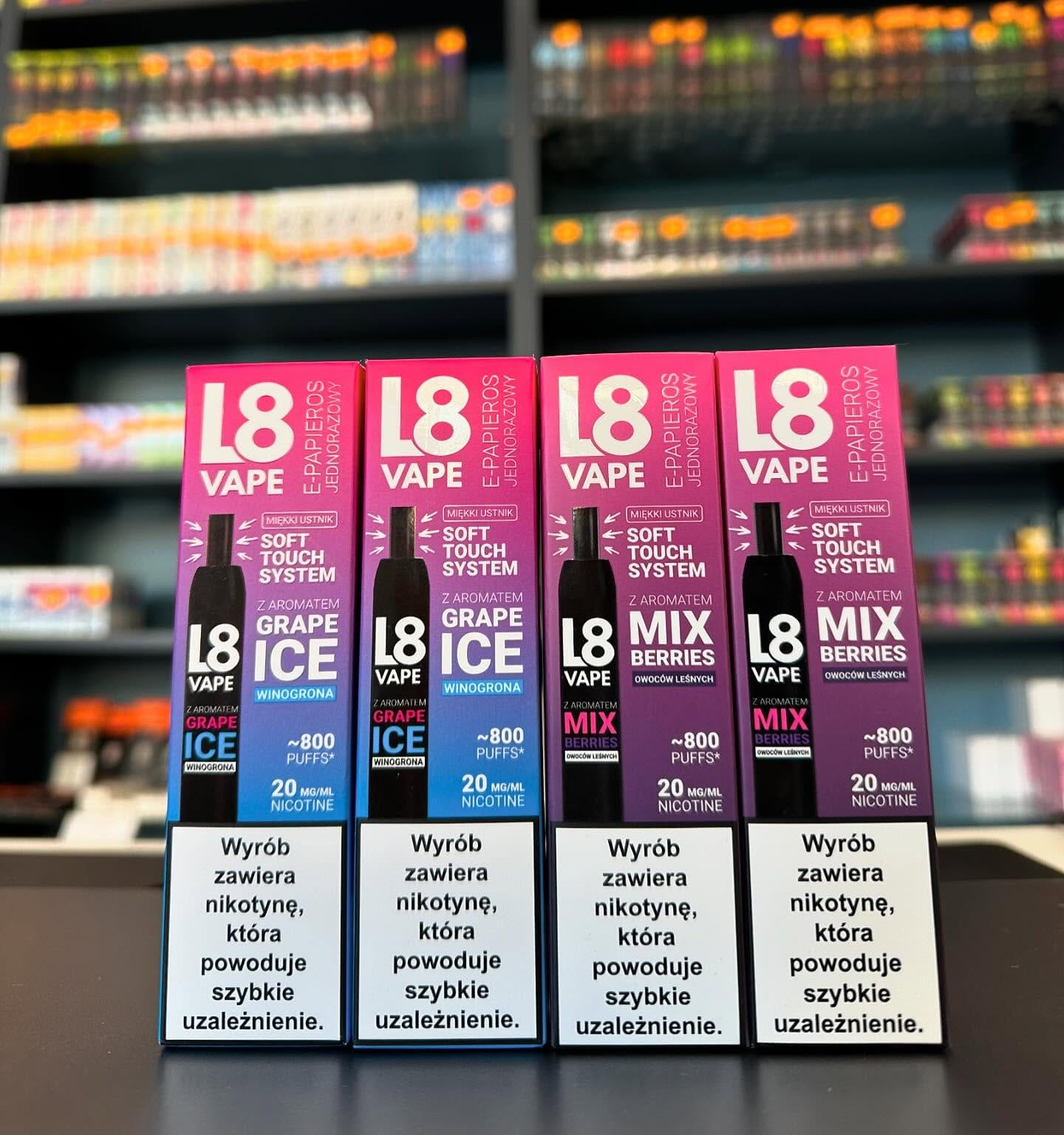 małe jednorazówki o różnych smakach, testery smaków vape, różnorodność małych e-papierosów, L8 Vape 800 Puffs zestaw - L8 Vape 800 Puffs