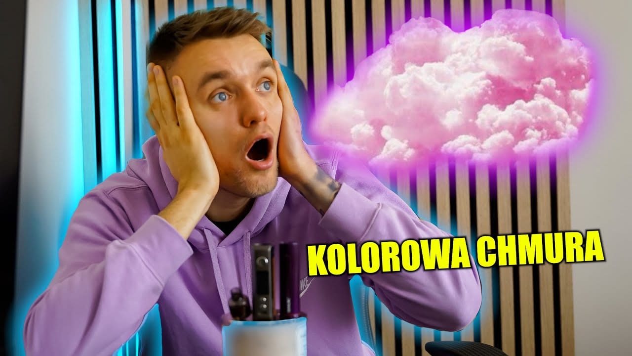 waper wypuszczający dużą chmurę, gęsta para vape, efekt cloud chasing, ekstremalne chmury z e-papierosa - TYPOWY VAPER Z TIKTOKA *KOLOROWA CHMURA*