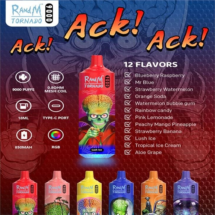 RandM Tornado design kosmita, komiksowe grafiki vape, rozpoznawalny e-papieros RandM, ikona RandM Tornado - Chiny Dostosowani producenci jednorazowych waporyzatorów Randm ...