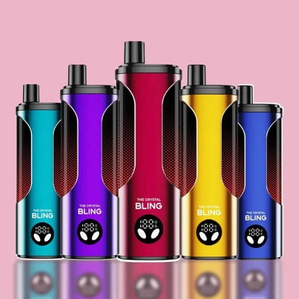 Crystal Bling vs Bang Blaze, porównanie jednorazowych vape, dual flavor vape, kontrast e-papierosów, dwa różne vape obok siebie - The Crystal Bling Shisha 25000 Puffs Jednorazowy Vape - VapeDream