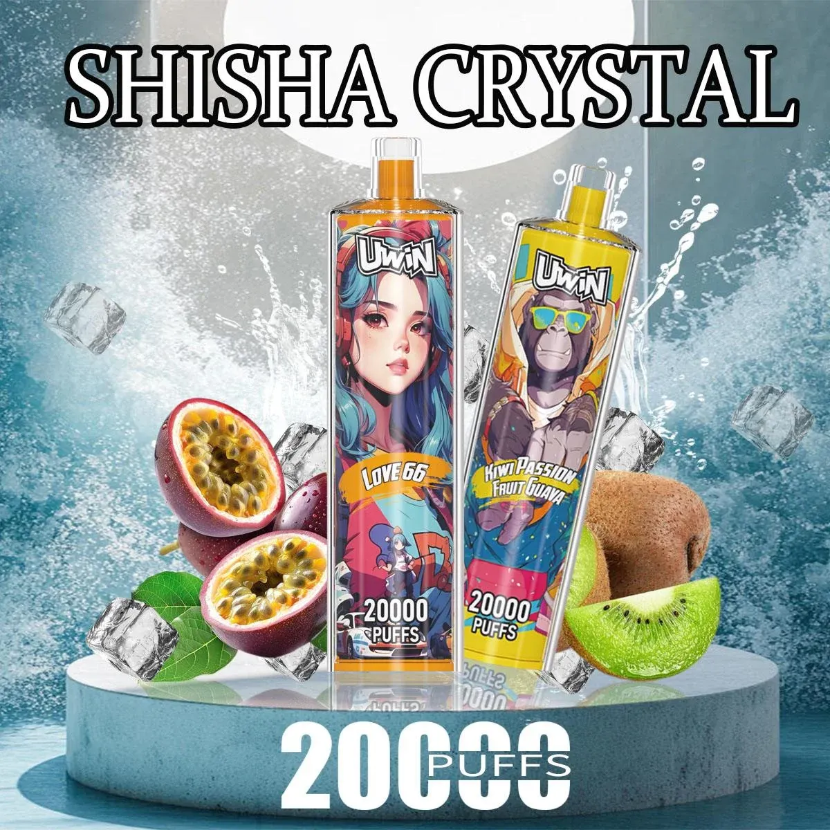 orientalne smaki shisha vape ilustracja, egzotyczne owoce i przyprawy vape, świat smaków fajka wodna, aromaty The Crystal Bling Shisha - Uwin Shisha Crystal 20000 Puffs Disposable Vape | 22ml ...