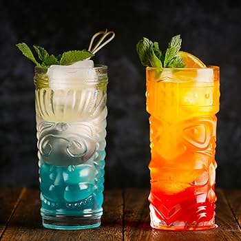 Smaki vape, styl Tiki, hawajskie koktajle, tropikalne owoce, e-papieros, drinki - Cabilock Hawajskie szklanki koktajlowe Tiki: 2 sztuki kubki...
