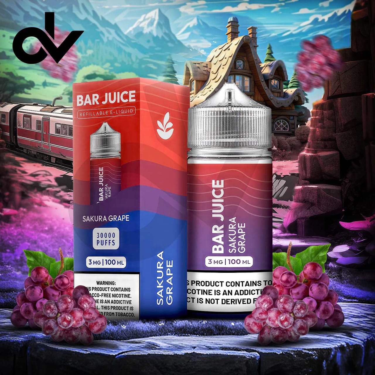 Sakura Grape vape smak kwiat wiśni winogrona japoński e-liquid elegancki aromat - Sakura Grape By Bar Juice Bj30000 Eliquid 100ml Pack Grape E...