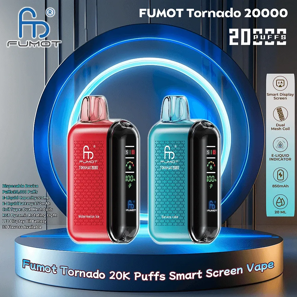 Fumot Tornado 20000 smaki deserowe, słodkie e-liquidy vape, Banana Cake, Blue Razz Gummy Bear Cotton Candy Strawberry Ice Cream vape - Fumot Tornado 20000 – Innovation meets performance – Tornado...