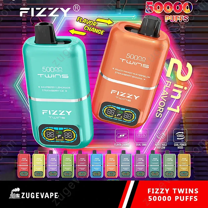 Fizzy Twins 50000 vape design, solidny e-papieros, futurystyczny powerbank vape, komunikator Star Trek vape - Fizzy Twins 50000 trekjes 50k dubbele smaak wegwerpvape EU ...