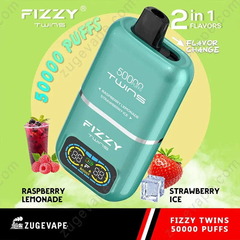dwa e-papierosy vs. jeden Fizzy Twins 50k, oszczędność miejsca vape, wygoda podwójnego smaku - Fizzy Twins 50000 Puffs Jednorazowy Vape - VapePL