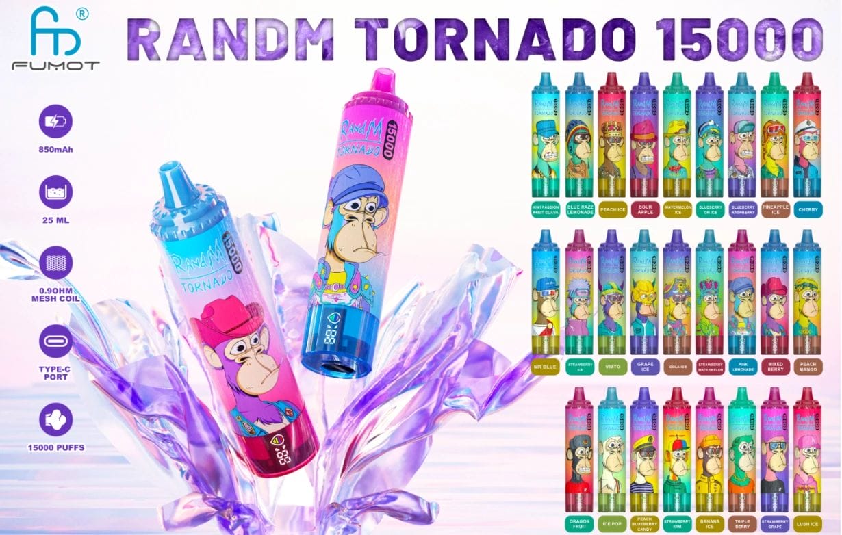 RandM Tornado 15000 design kosmita, nietypowy e-papieros wygląd, charakterystyczny design vape, e-papieros z rysunkiem kosmity - Kup RandM Tornado 15000 Jednorazowa Vape | 12,30€ Tylko