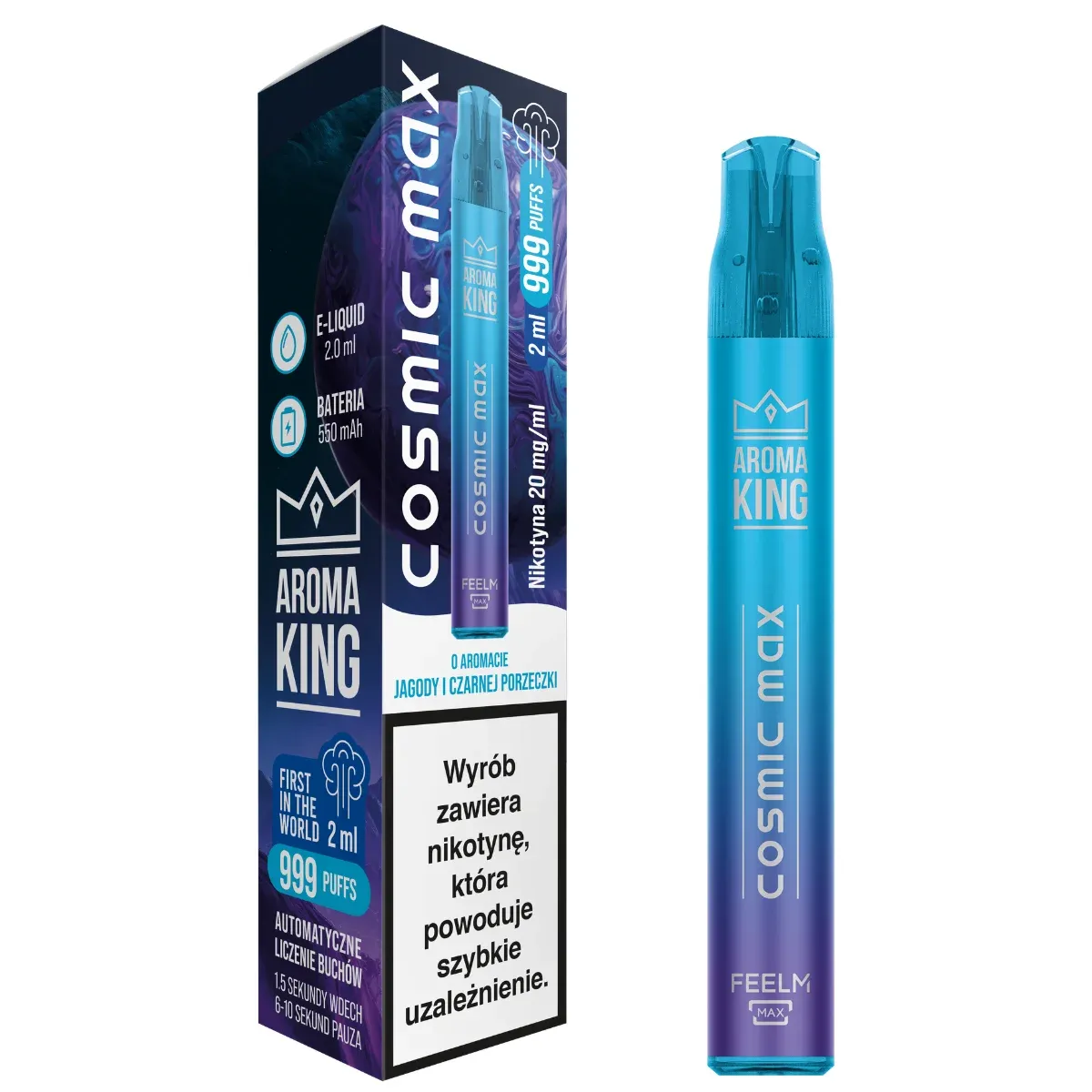 42ml e-liquid vape, duża pojemność liquidu, galaktyka smaku vape, zbiornik liquidu kosmiczny, obfitość smaku - Aroma King COSMIC 999 MAX 20mg Blueberry Blackcurrant