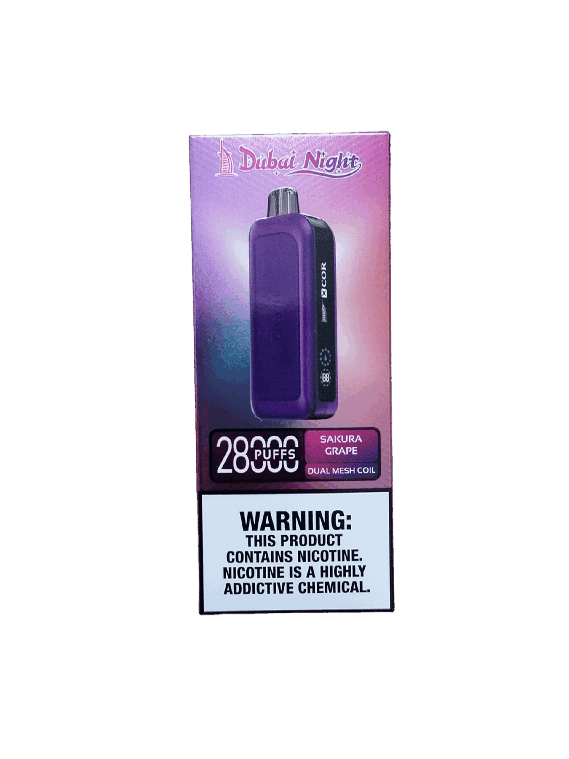 Xcor Dubai Night smak Sakura Grape, winogrona sakura vape, kwiat wiśni winogrono e-papieros, japoński smak vape - E-papierosy jednorazowe Xcore Dubai Knight 28000 puffs vape 2% - E ...