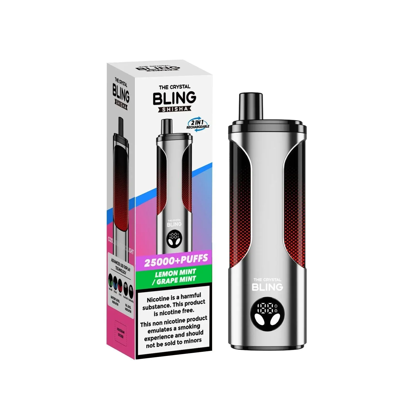 Crystal Bling smaki shisha, e-papieros podwójne smaki, kreatywne połączenia vape, słodkie perfumowane smaki, shisha inspiracje liquid - Crystal Bling shisha 25000 Puffs Vape – Dual Flavour Hit
