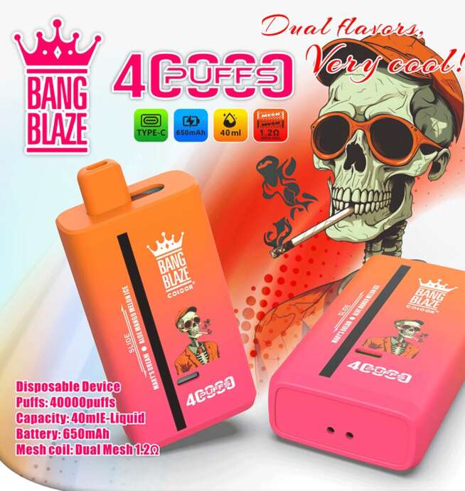 Bang Blaze 40000 e-papieros zbliżenie, obły kształt vape, metaliczne wykończenie e-papierosa, ergonomia vape, stonowany design vape - Bang Blaze 40000 40K Puffs 2% 3% 5% Nikotynowy podwójny smak ...