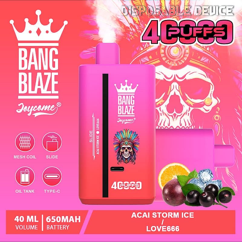 Bang Blaze 40000 ładowanie USB-C, vape z portem USB-C, bateria 650 mAh, jednorazówka ładowalna - Bang Blaze 40K 40000 Puffs | podwójny smak, 40 ml, 32 smaki...