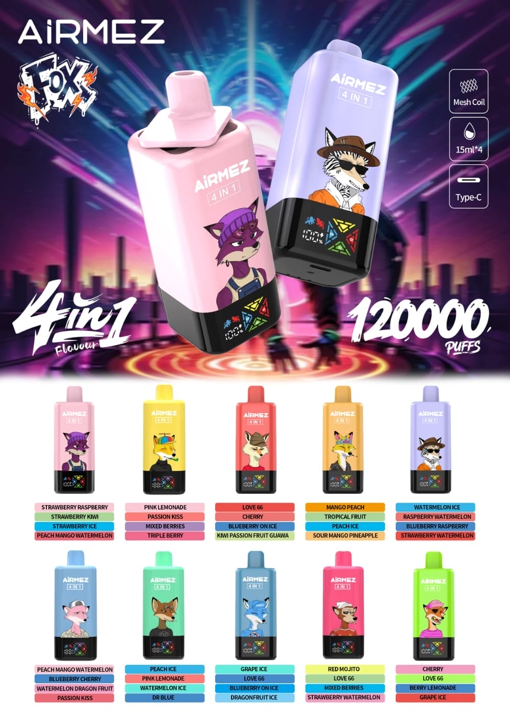 airmez fox 4in1 120000 puffs jednorazowy vape