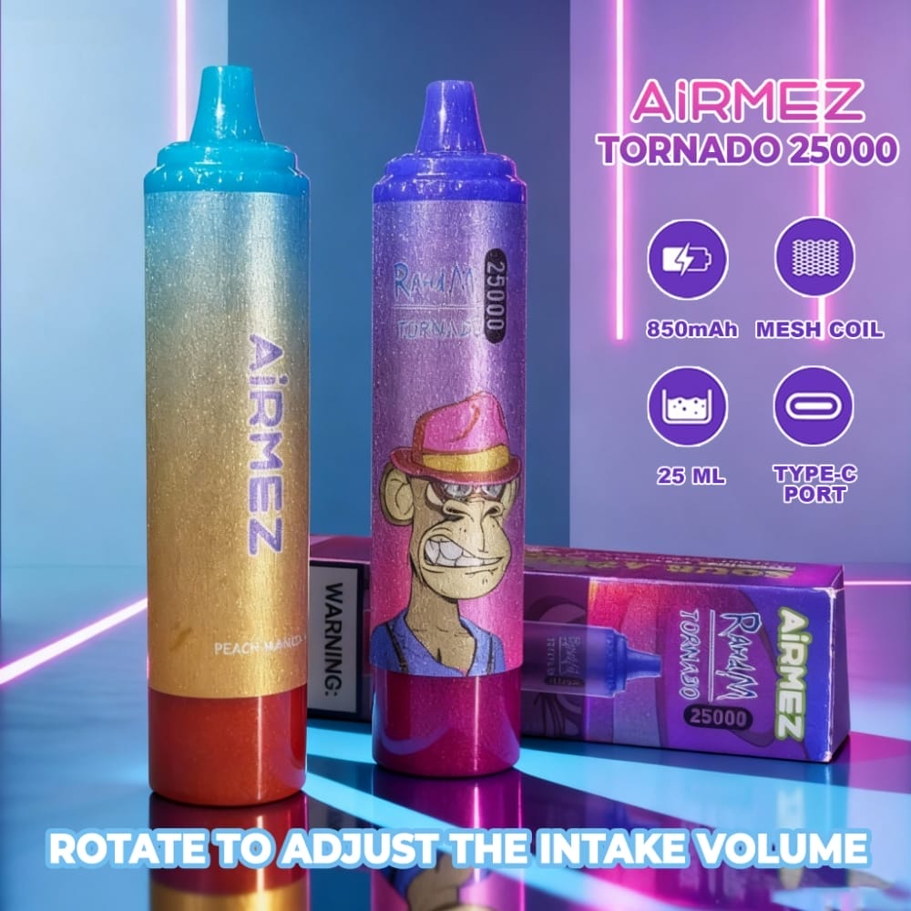 airmez tornado 25000 promo specs neon