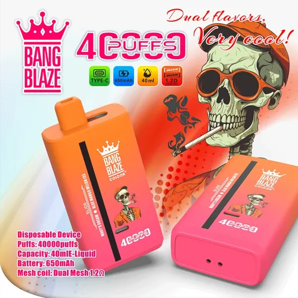 Bang Blaze 40000 Blueberry Ice Blueberry Raspberry, smaki jagodowe vape, e-liquid jagoda malina - Waporyzator Bang 40K z możliwością ponownego napełniania ...