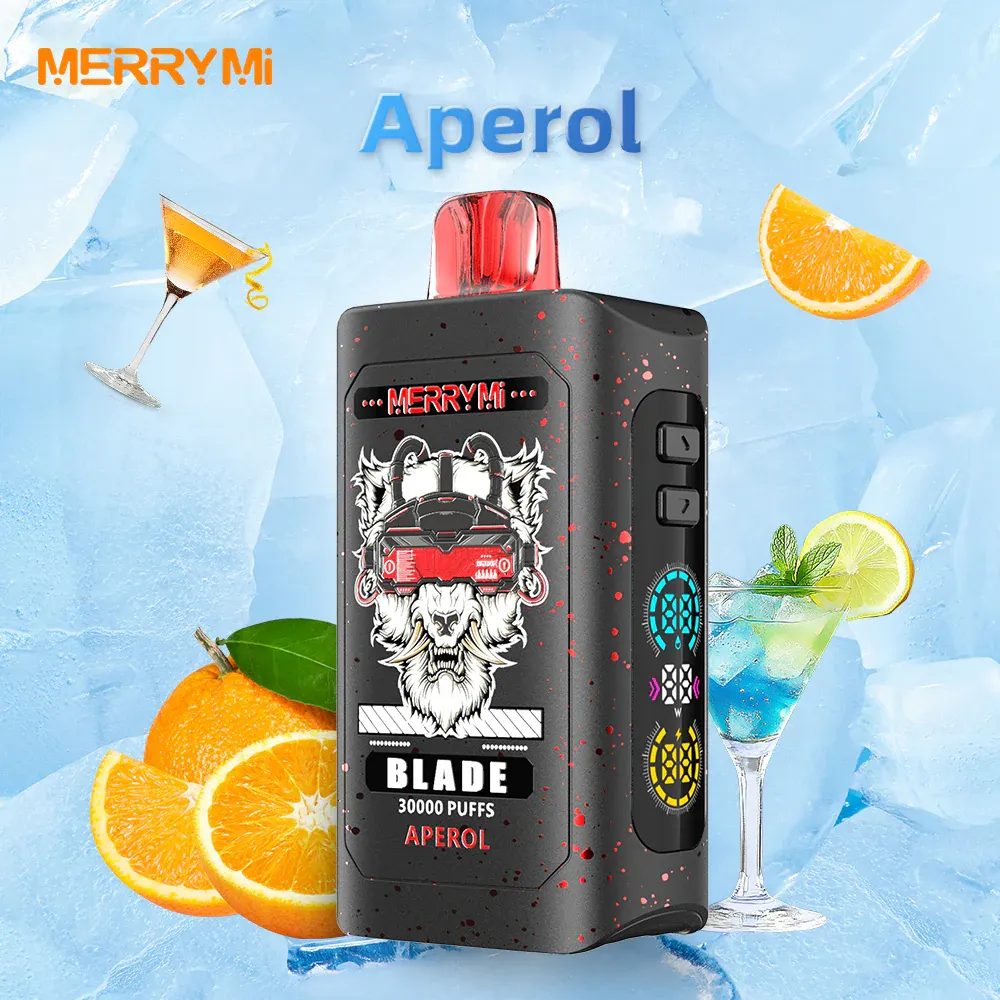 MERRYMI Blade 30000 Puffs vape, futurystyczny design e-papierosa, ostry kształt vape, metaliczny e-papieros - E-papierosy jednorazowe MERRY MI BLADE 30 000 - sklep E-SMOKE