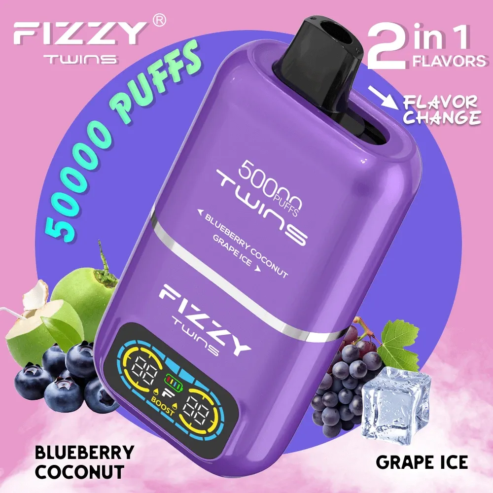 Fizzy Twins 50k porównanie z single flavor vape, waporyzator jednorazowy dual vs single, zalety dwóch smaków vape, wybór vape jednorazowego - Fizzy Twins 50000 50k Puffs 2% 5% Nikotynowy podwójny smak ...