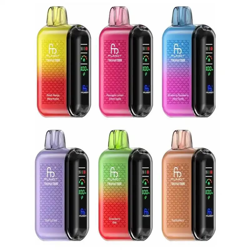 Fumot Tornado 20000 Puffs duża chmura pary, osoba wapująca, gęsta chmura e-papierosa, efekt tornado vape - RandM FUMOT Tornado 20000 Puffów Podwójna Siatka Cyfrowy...