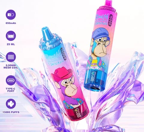 RandM Tornado 15000 na tle jednorazowych e-papierosów, dżungla wapowania, różnorodność vape - Kup RandM Tornado 15000 Jednorazowa Vape | 12,30€ Tylko