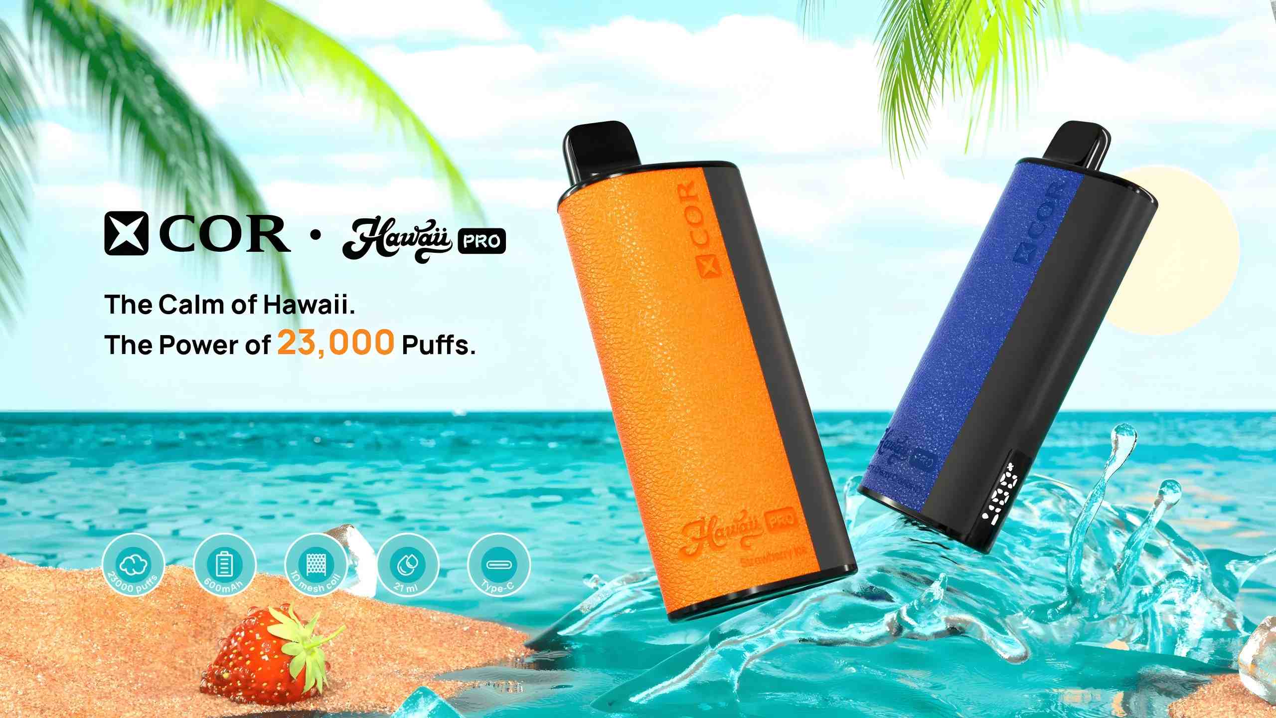 Xcor Hawaii Pro 23000 design obły tropikalny, vape Hawaii Pro kolorowy, e-papieros Xcor Hawaii Pro wygląd wakacyjny - Xcor Hawaii Pro 23000 Puffs Jednorazowy Vape - Vapico Polska