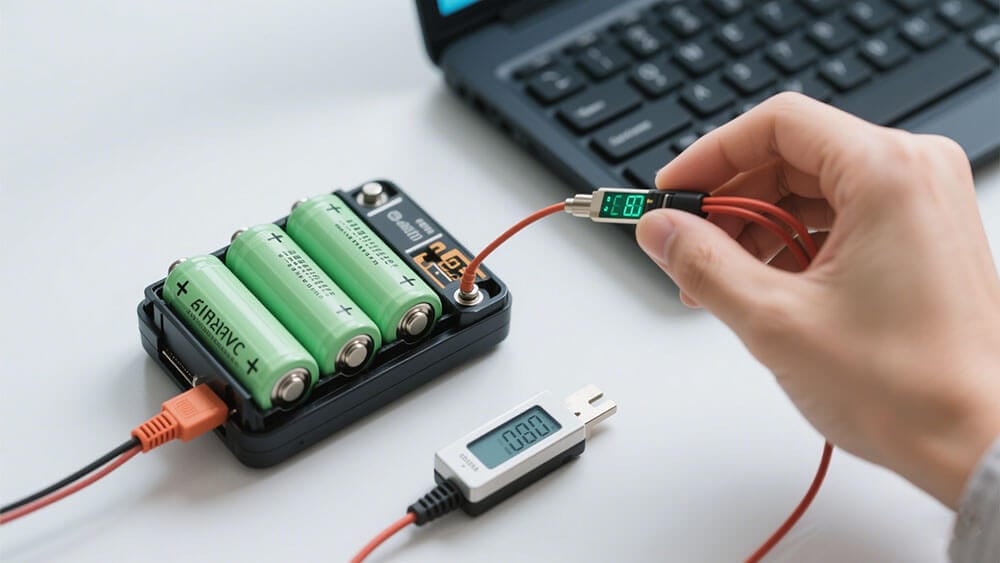Schemat przekroju baterii litowo-jonowej, ukazujący gęstniejący elektrolit i utrudniony ruch jonów, co symbolizuje wzrost oporu wewnętrznego ogniwa w niskiej temperaturze.