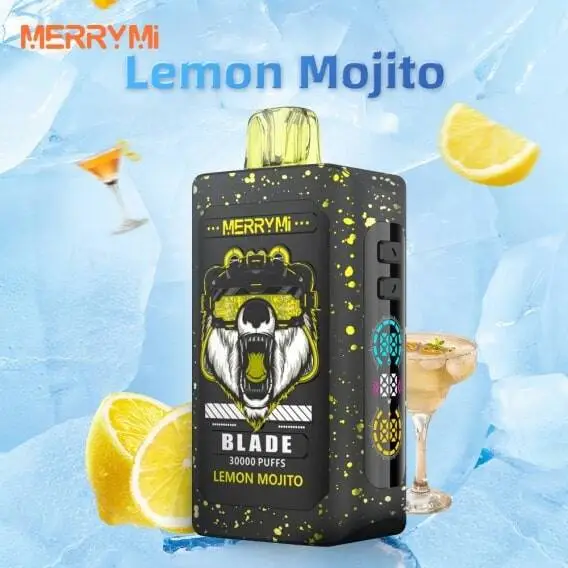 Eleganckie zdjęcie produktu MerryMi Blade 30k, prezentujące jego nowoczesny design i solidność jako rozwiązanie problemów tradycyjnych jednorazówek.