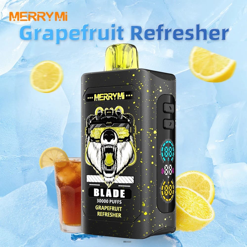 Zdjęcie produktu jednorazowego e-papierosa Merrymi Blade 30000 Puffs, przedstawiające urządzenie w eleganckim designie.