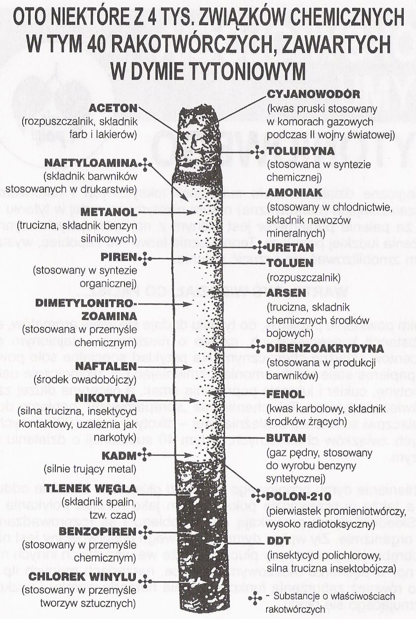 Graficzne porównanie tradycyjnego papierosa i nowoczesnego e-papierosa, symbolizujące, że papieros stanowi większe zagrożenie dla zdrowia, podkreślając koncepcję redukcji szkód.